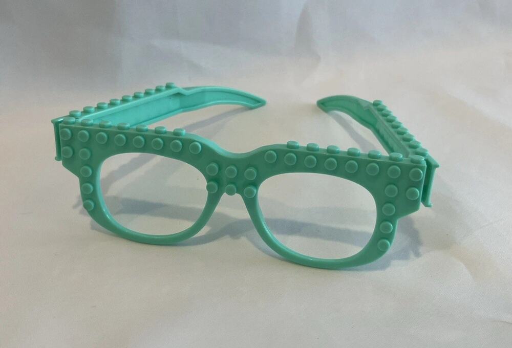Lego Building Block Style Novelty Glasses For Kids Light Blue Plastic Frame